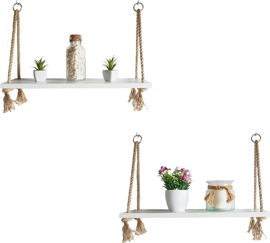 Elior Zestaw dwóch białych wiszących półek - Emilie 2X