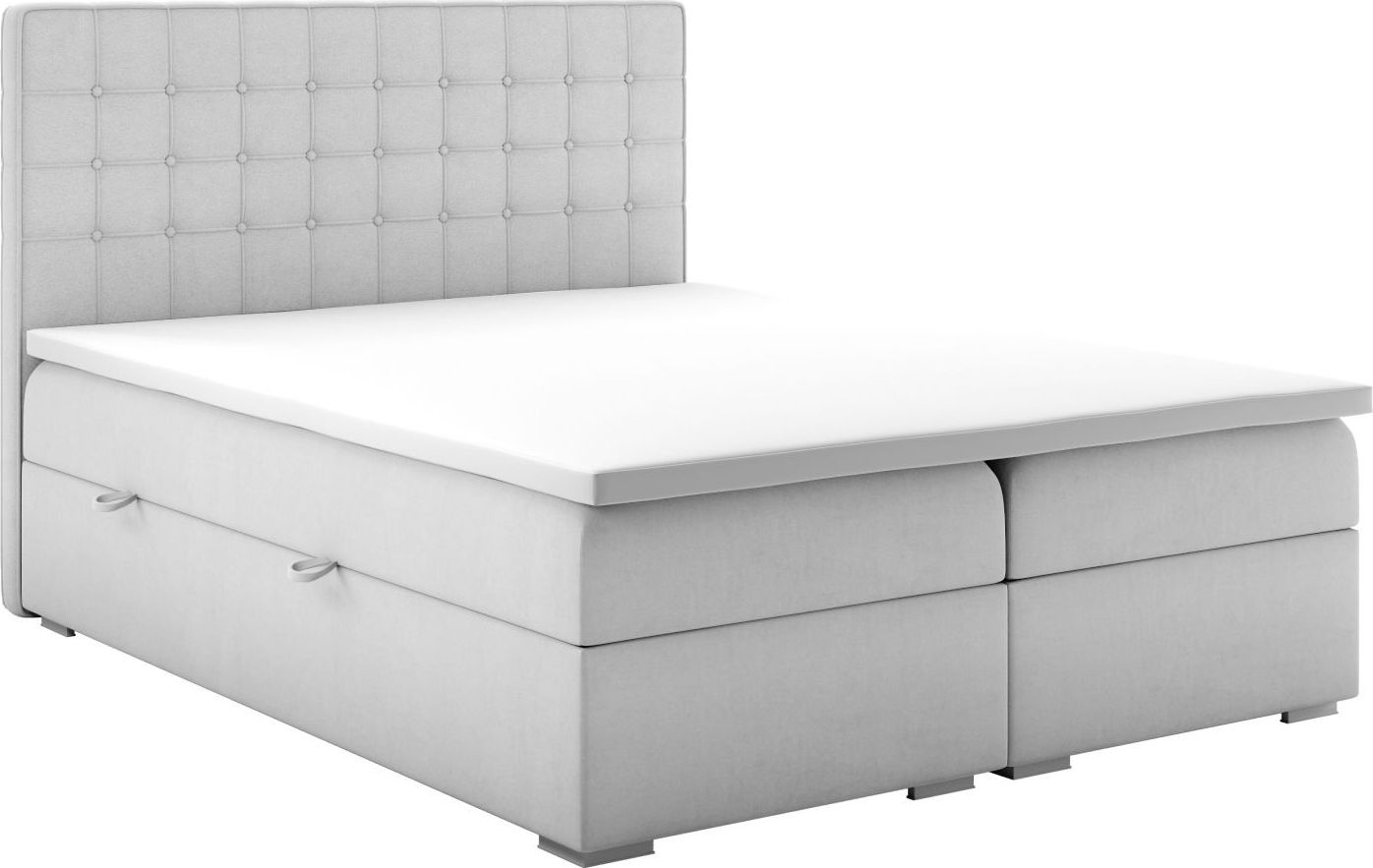 LAVERTO Łóżko kontynentalne REZEN 180x200 jasno szare velvet z pojemnikiem
