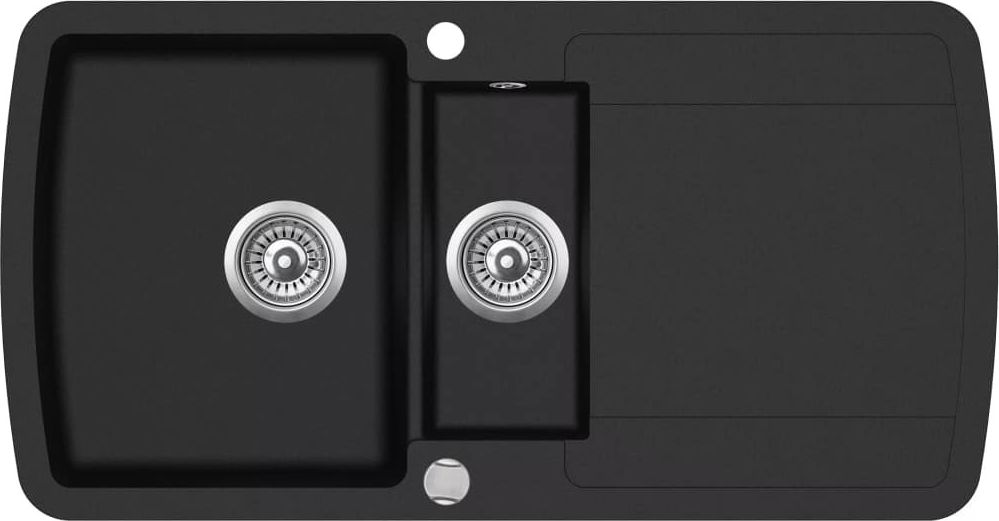 Zlewozmywak vidaXL Granitowy dwukomorowy, czarny