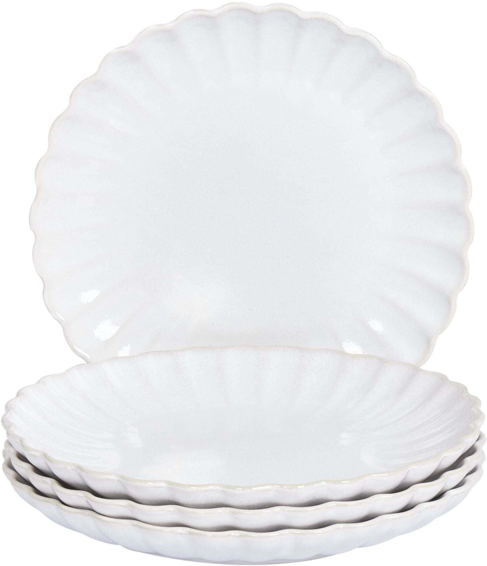 Beliani Zestaw 4 małych talerzy NETTLE ceramicznych białych