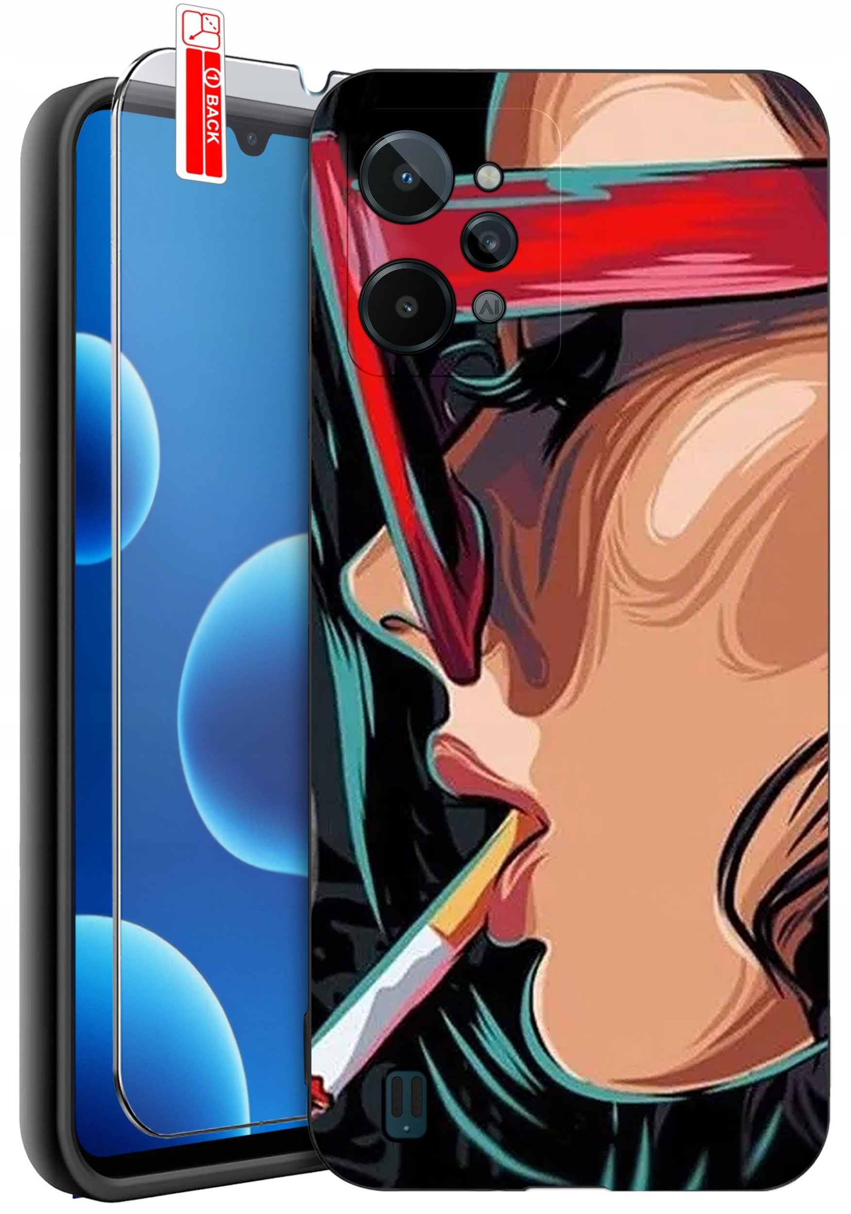 krainaGSM ETUI do Realme C31 | WZORY | SILIKONOWE MATT CASE + SZKŁO 9H