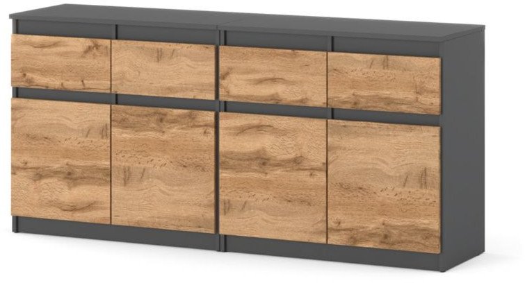 Komoda 160cm Szara Dąb Wotan Szafka Loft Nowoczesna Salon Pokój 4 Szuflady