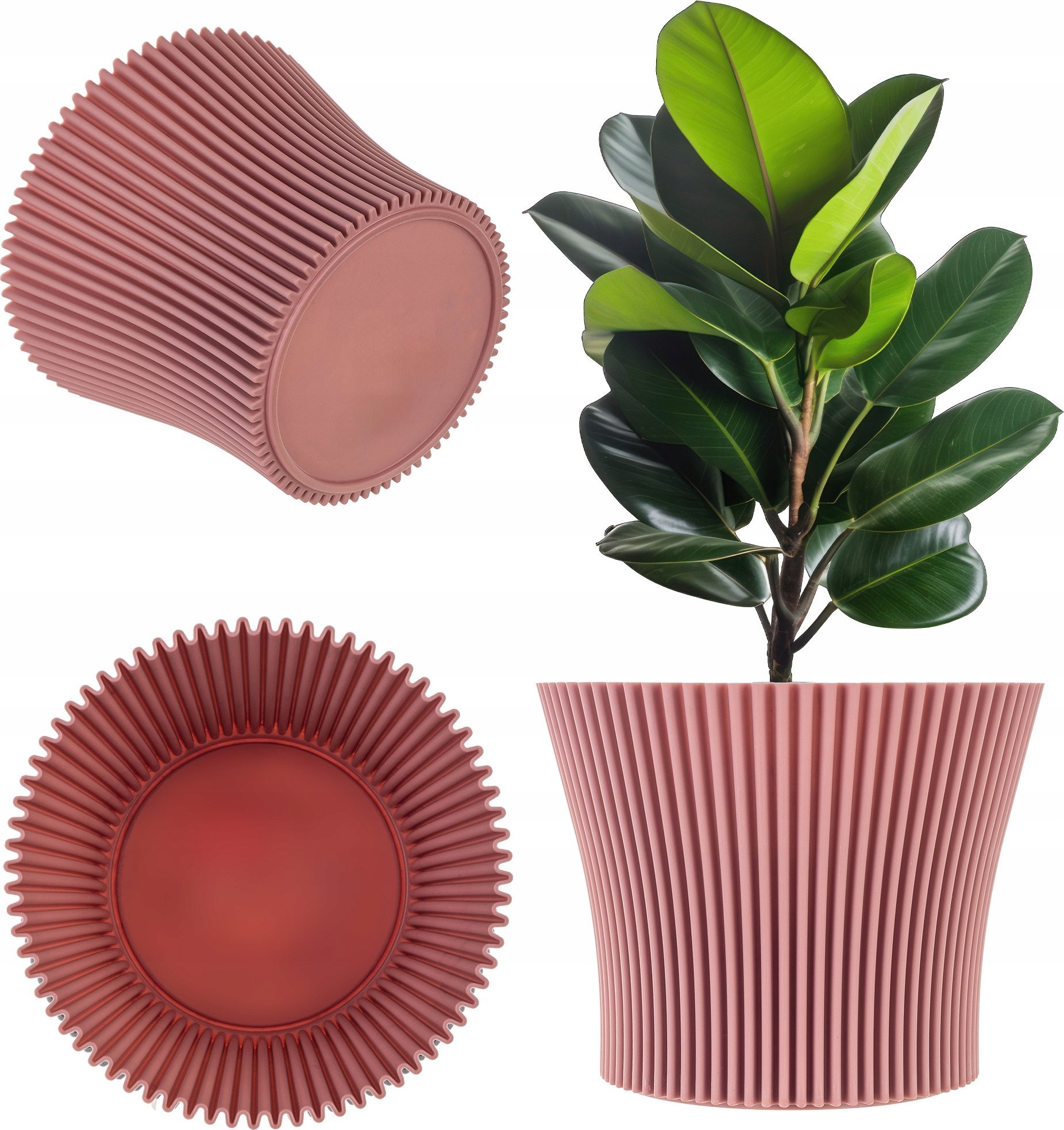 KADAX Doniczka Donica Na Kwiaty 13cm Osłonka Rośliny Kwietnik Plastikowa Różowa