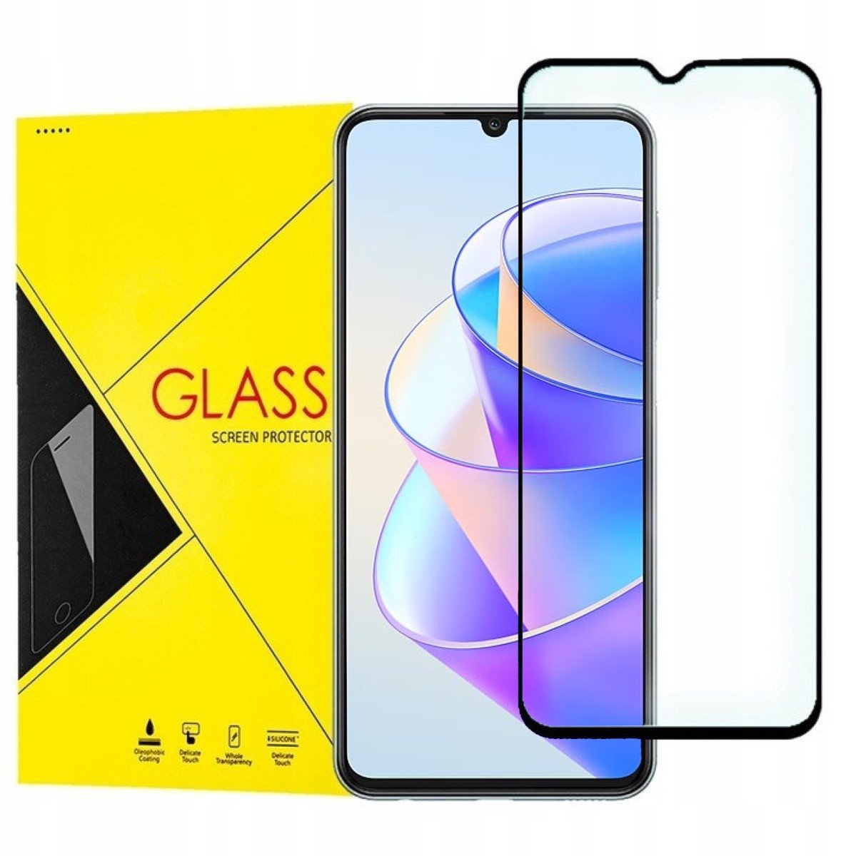 Szkło Hartowane Tempered Glass Fullcover Fullglue do Honor X7a Z Czarną Ramką