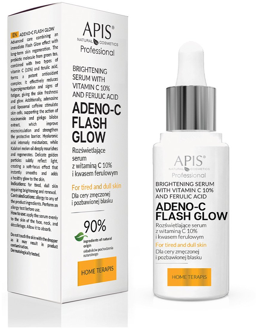 Apis ADENO-C Flash Glow HOME TERAPIS Rozświetlające serum do twarzy z witaminą C i kwasem ferulowym 30ml