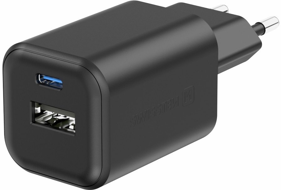 Swissten Travel Tīkla Lādētājs GaN USB-C / PD USB-A / 18W QC / 45W