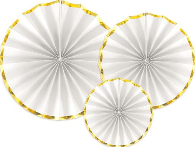 Party Deco Rozety dekoracyjne papierowe, biały, 3 szt. uniwersalny