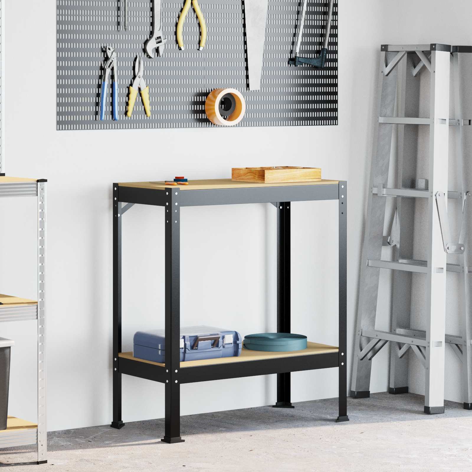 Biurko vidaXL Ławy robocze czarny 81 x 41 x 145 cm Materiał drewniany