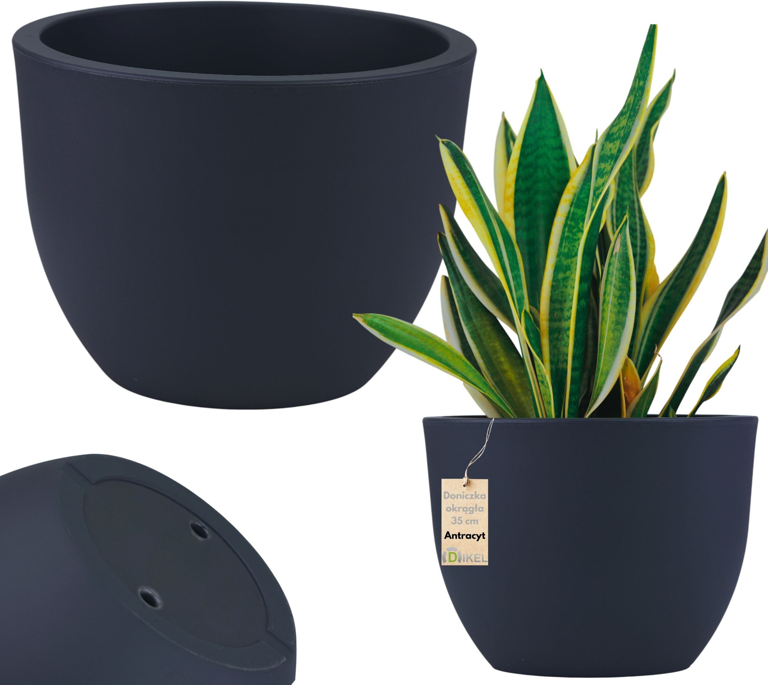 Dikel Doniczka okrągła niska matowa 21l Donica 35x26cm