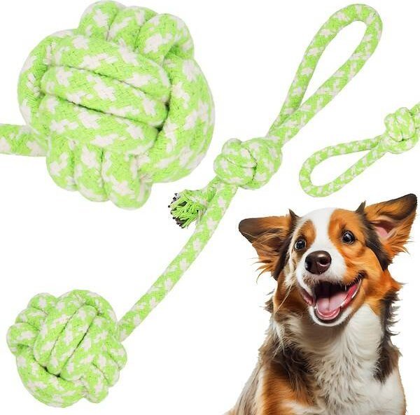 Springos Zabawka dla psa szarpak sznur z węzłem gryzak lina zielona UNIWERSALNY