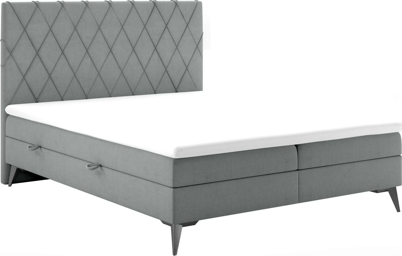 LAVERTO Łóżko kontynentalne IBETIO 180x200 szare velvet z pojemnikiem