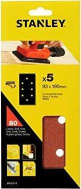 STA.PAPIER ŚCIERNY 93mm x 190mm P80 /5szt. 8 OTWORÓW NA RZEP