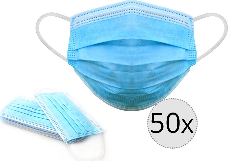 Maseczka ochronna 3-warstwowa jednorazowa zestaw 50 sztuk (5942528)