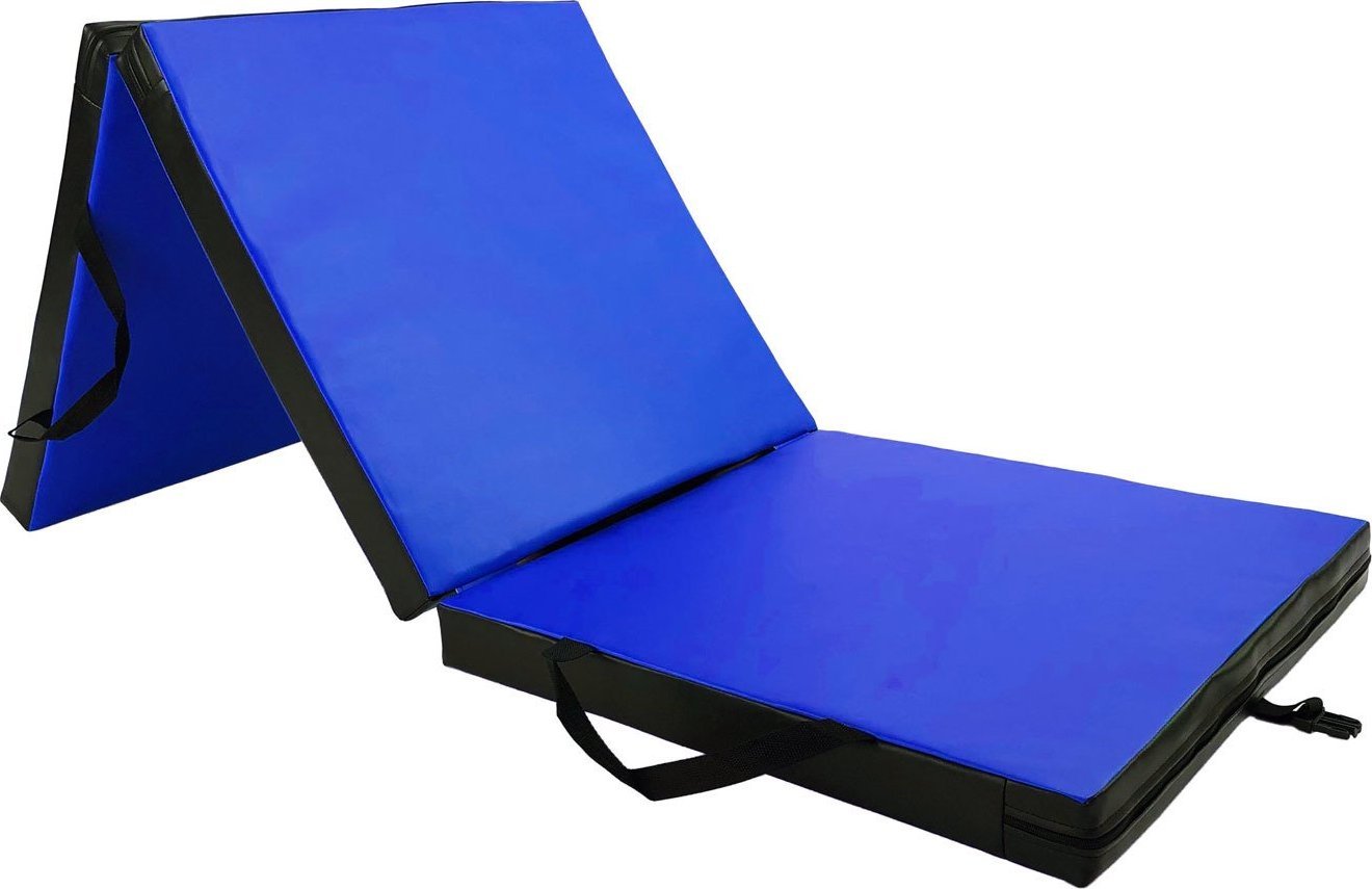 UnderFit Materac gimnastyczny 3-częściowy UF9566 180 cm x 60 cm x 6 cm niebieski miękki