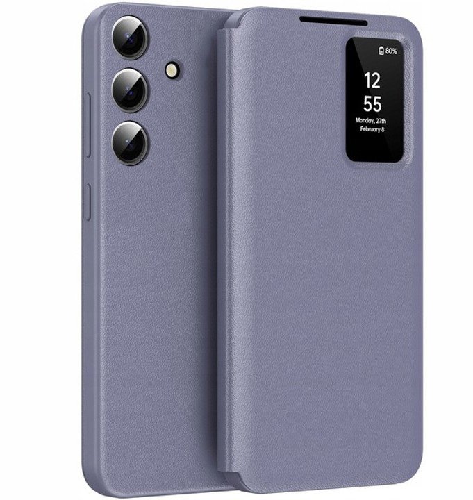 Etui z klapką skórzane Smart View do Samsung Galaxy S25 FE, fioletowe