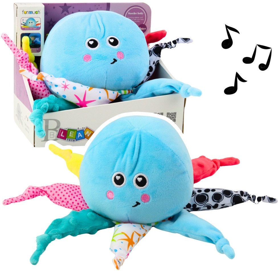 Pluszowa Ośmiornica Usypiająca Przytulanka Światło Dźwięk Niebieska
