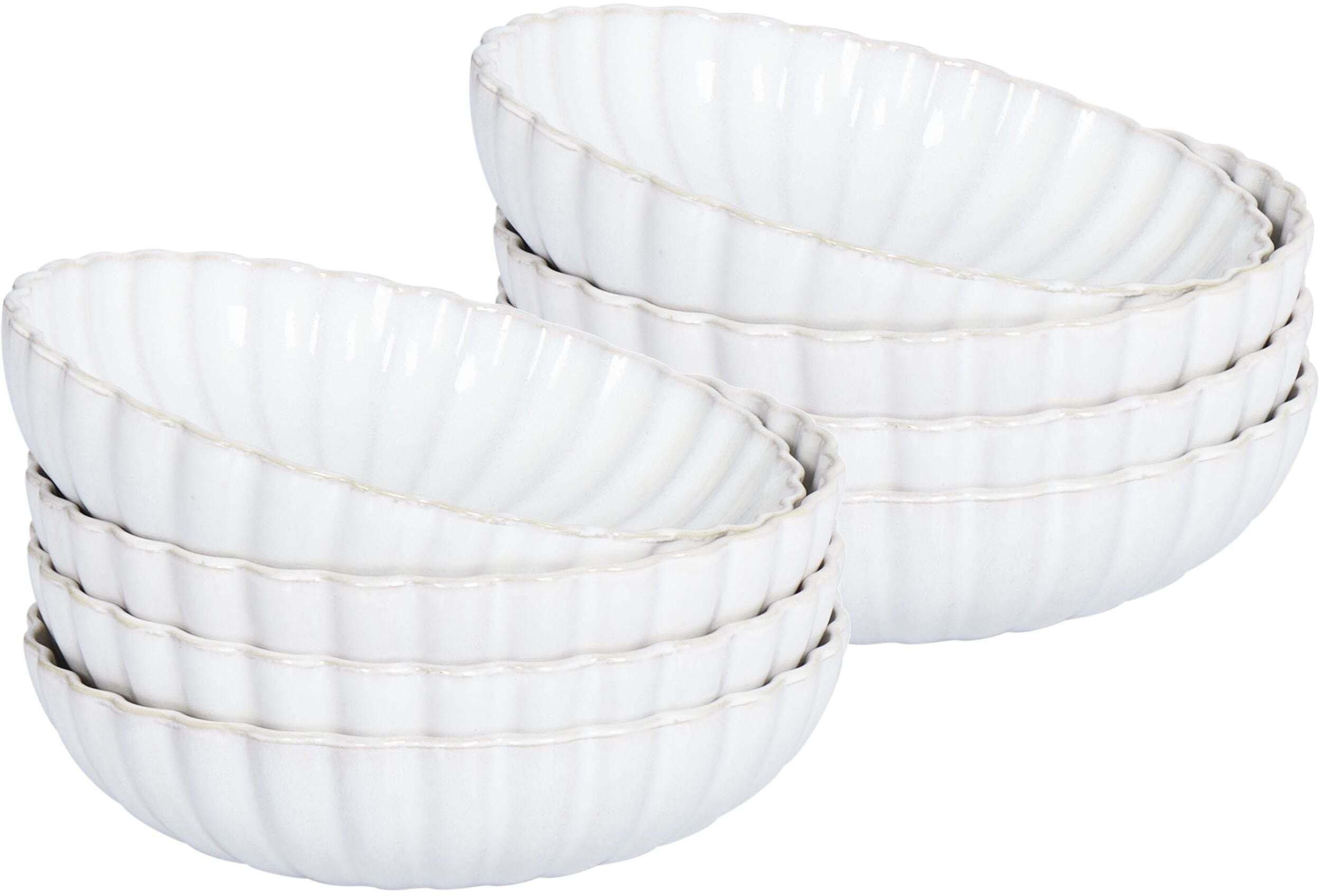 Zestaw 8 głębokich talerzy NETTLE Kamionka Złamana biel