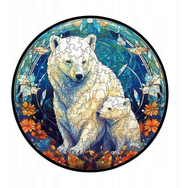 Drewniane puzzle / Wooden Puzzle / Niedźwiedź / Duży Format A3 / 180 el