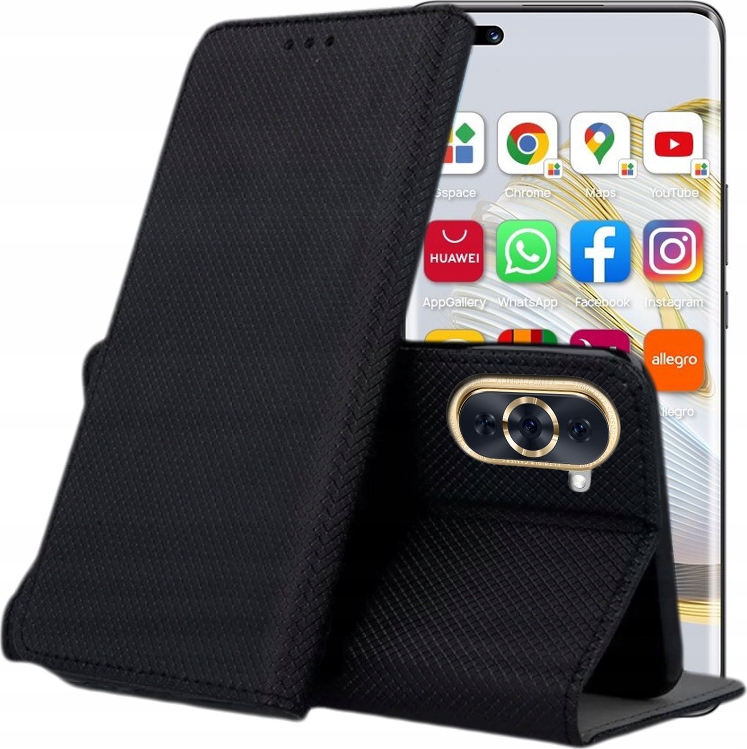 Hello Case ETUI Z KLAPKĄ DO HUAWEI NOVA 10 PRO CZARNE ZAMYKANE MAGNETYCZNE KABURA FLIP