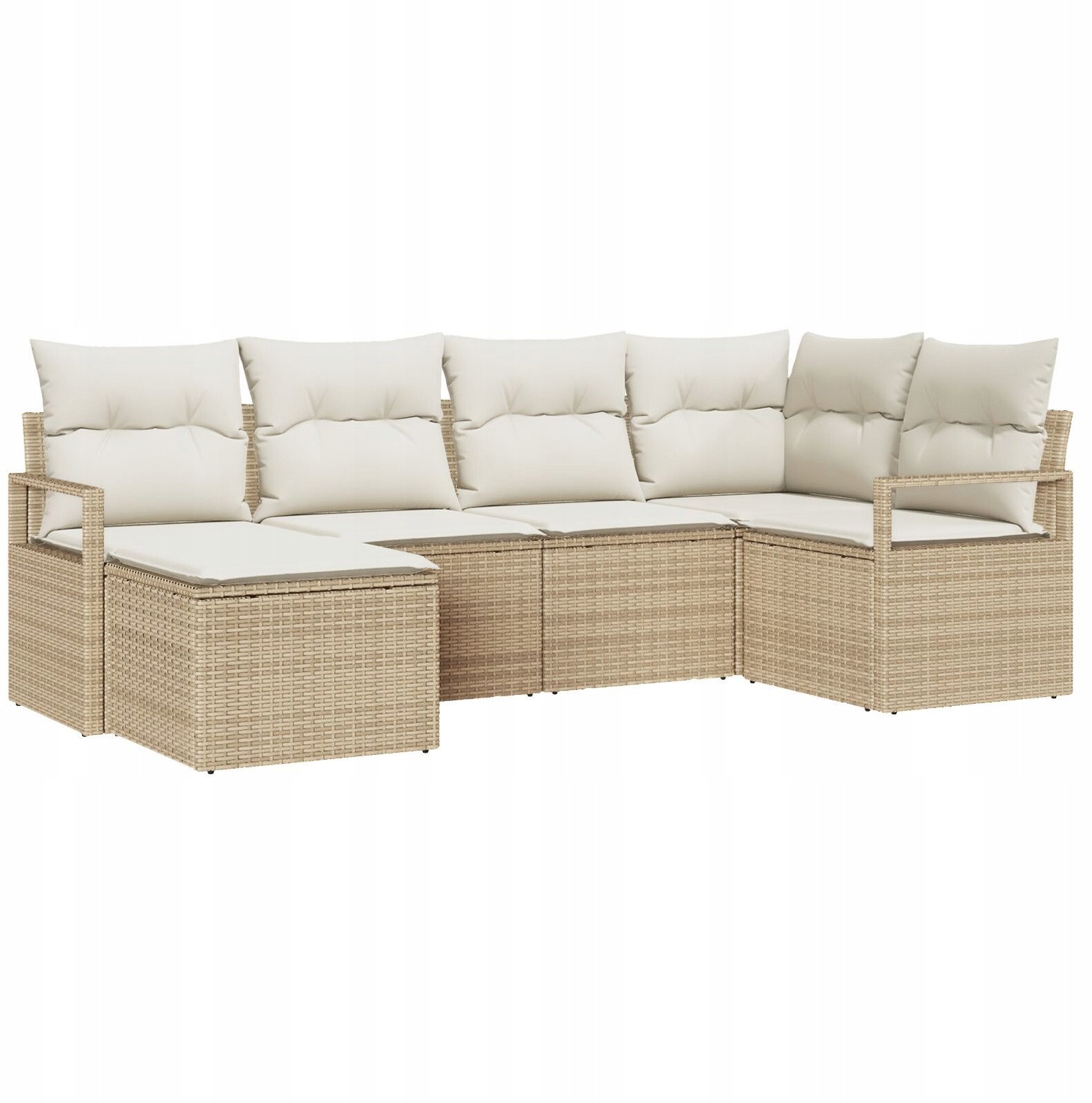 vidaXL 6-częściowy zestaw sofy ogrodowej z poduszkami beżowy poli rattan, vidaXL 2-osobowa sofa ogrodowa z przechowalnią i poduszkami beżowy poli ratt