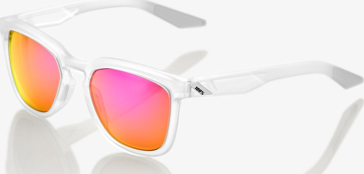 100% Okulary Hudson Matte Translucent Crystal Clear Purple Multilayer Mirror Lens