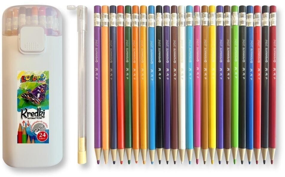 Penmate Kredki automat 24 kolory + temperówka