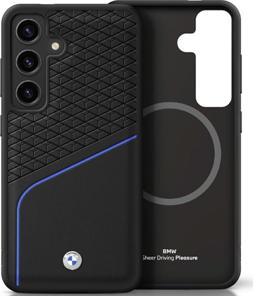 BMW Leather Textured and Smooth MagSafe case for Samsung Galaxy S25 black