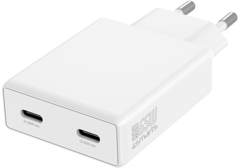 Ładowarka 4smarts Ładowarka sieciowa PDPlug Slim Dual 65W GaN 2xUSB-C biały
