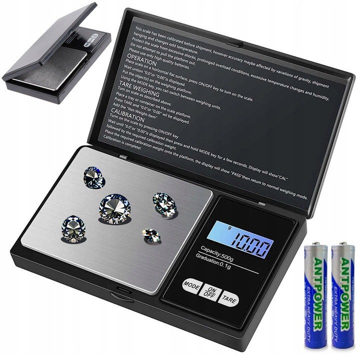 DOKŁADNA WAGA JUBILERSKA 500g 0,01g PRECYZYJNA KUCHENNA DOMOWA PODŚWIETLANA