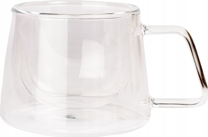 Double-wall cappuccino glass with a handle