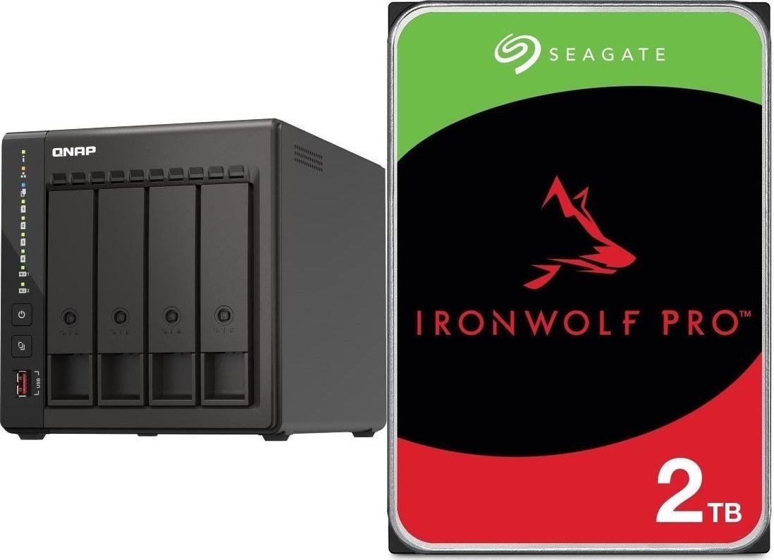 Serwer plików Qnap TS-453E-8G + Seagate IronWolf 2TB (ST2000VN003)