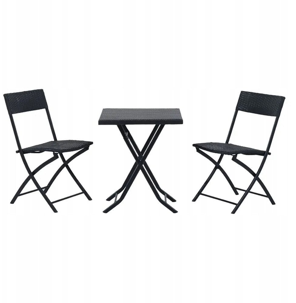 Black Forest | Mały zestaw mebli ogrodowych | dwa krzesła + stolik czarny