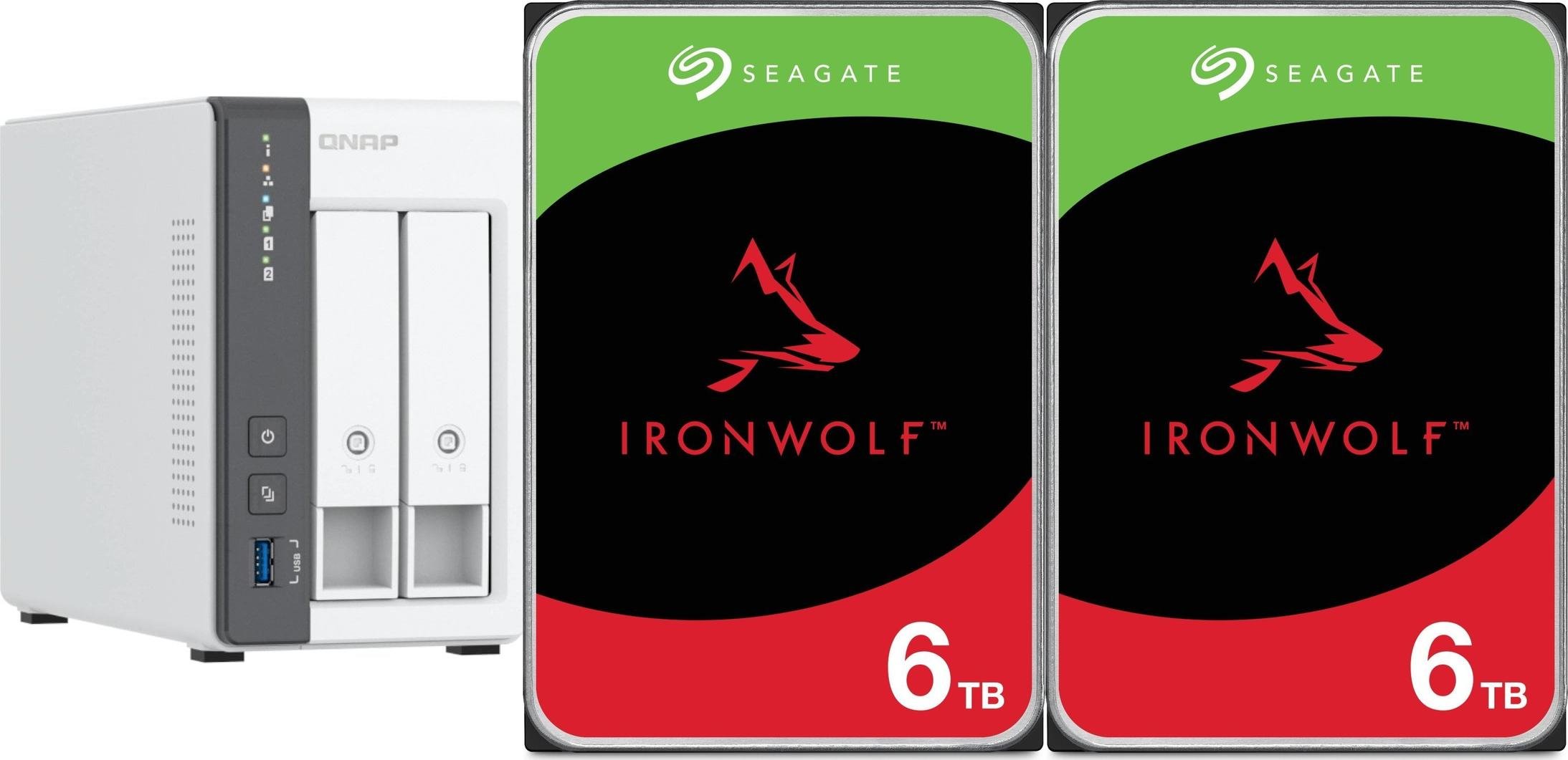 Serwer plików Qnap TS-216G + 2x Seagate IronWolf 6TB (ST6000VN006)