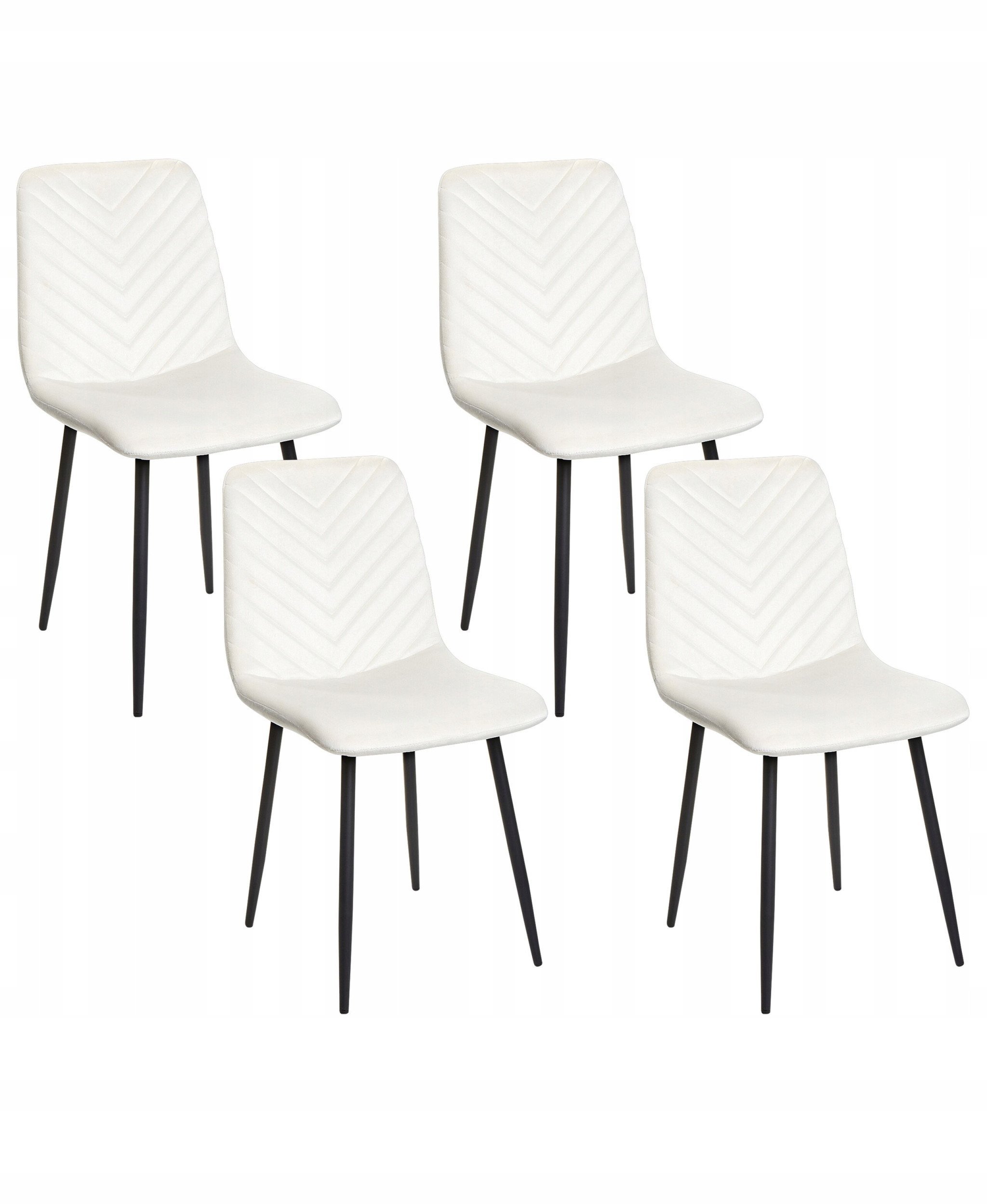 Beliani Zestaw 4 krzeseł do jadalni HAVRE Welur Złamana biel
