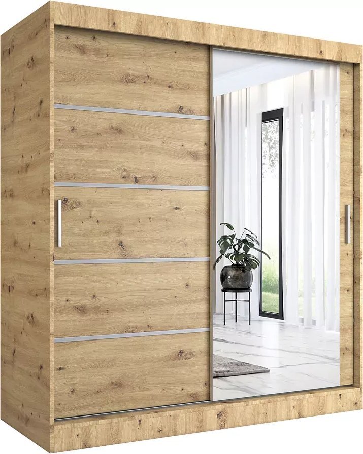 Elior Szafa przesuwna 180 cm dąb artisan - Lorenza 5X