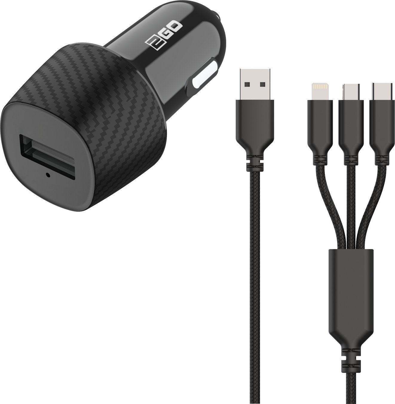Ładowarka 2GO 2GO KFZ-Ladegerät 3000mA 3in1 Micro-USB, Lightning, USB-C sw