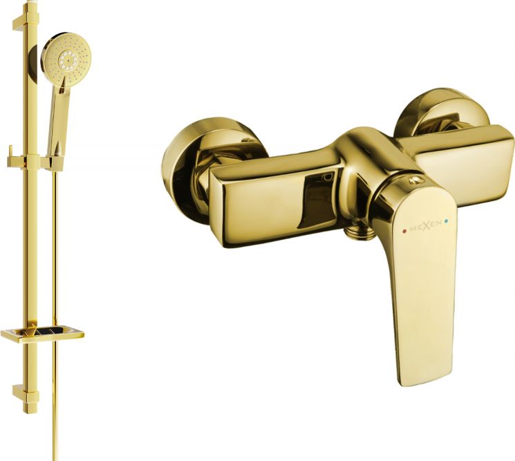 Bateria prysznicowa Mexen Mexen Lynx DQ40 bateria prysznicowa z zestawem prysznicowym, złota - 74594DQ40-50