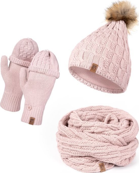HEYO Damski zestaw zimowy czapka komin rękawiczki HZ0009 HEYO