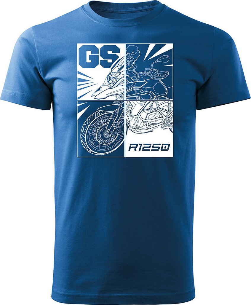 Topslang Koszulka motocyklowa z motocyklem na motor BMW GS 1250 ADVENTURE męska niebieska REGULAR L