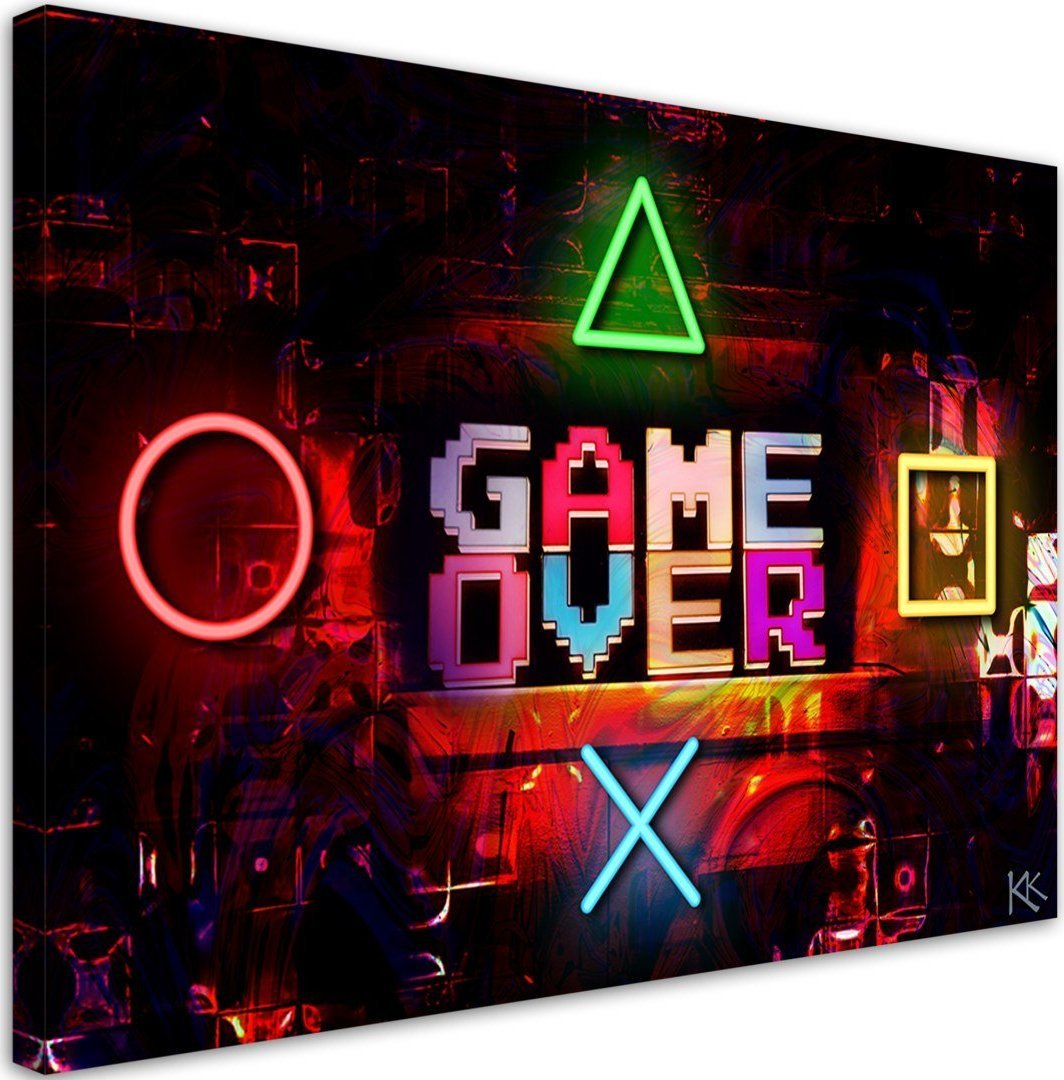 Feeby Obraz na płótnie, Napis Game Over dla gracza - 120x80