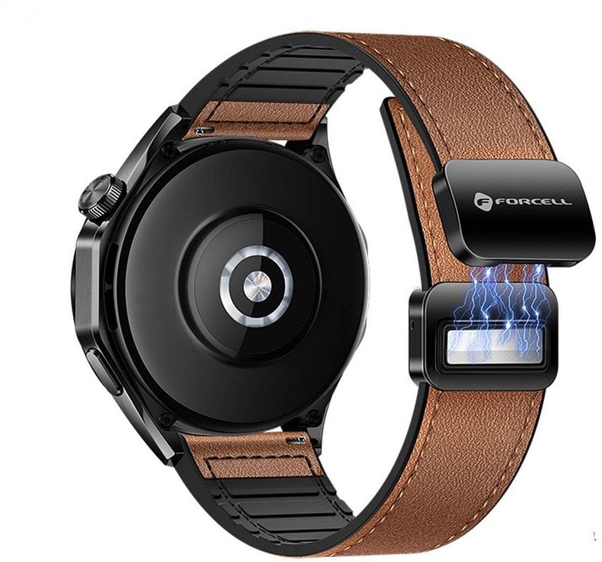 Pasek do Samsung Galaxy Watch Forcell F-Design FS20 magnetyczny skóra ekologiczna 22 mm brązowy