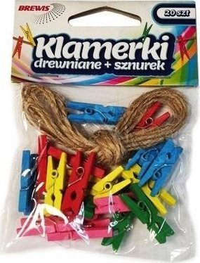 BREWIS Klamerki + sznurek kolorowe 20szt