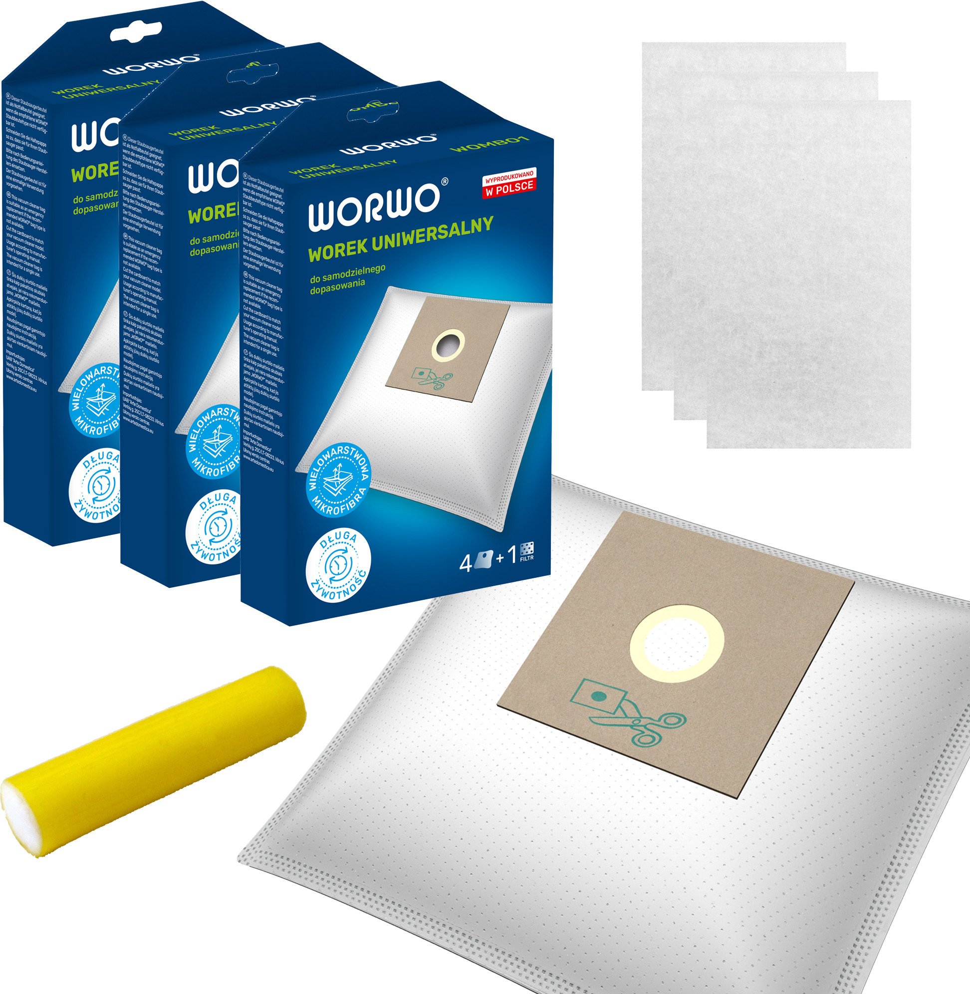 WORKI do odkurzacza UNIWERSALNE mikrowłóknina WOREK UNIWERSALNY WORWO 12szt