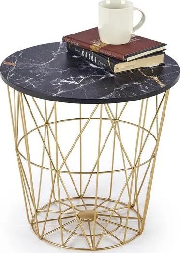 Halmar Ława HARISSA G 42x42 czarny marmur/złota HALMAR