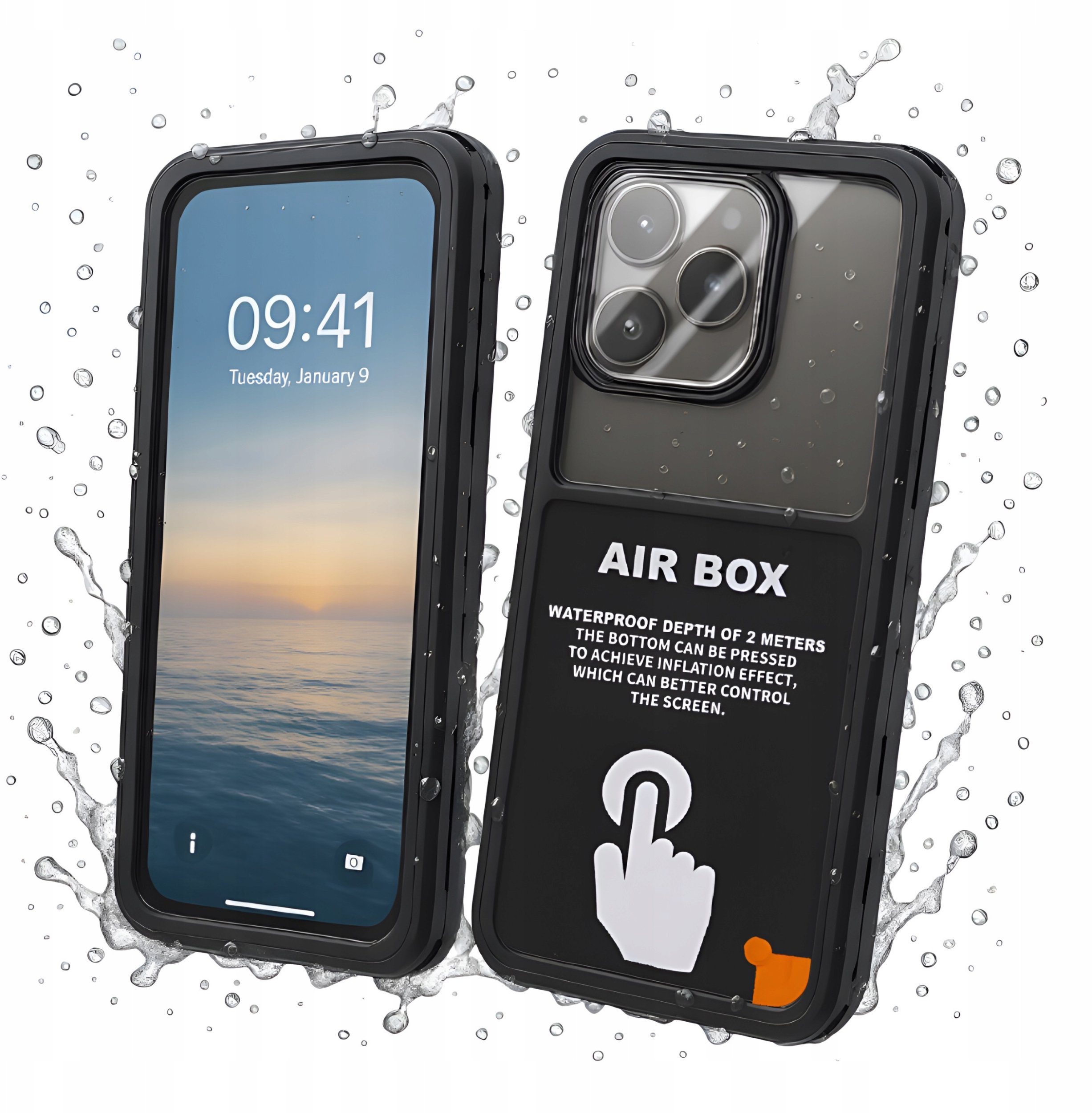 Etui Wodoodporne Do 6.9 Cali Uniwersalne (Obudowa, 360, Pancerne, Czarne)