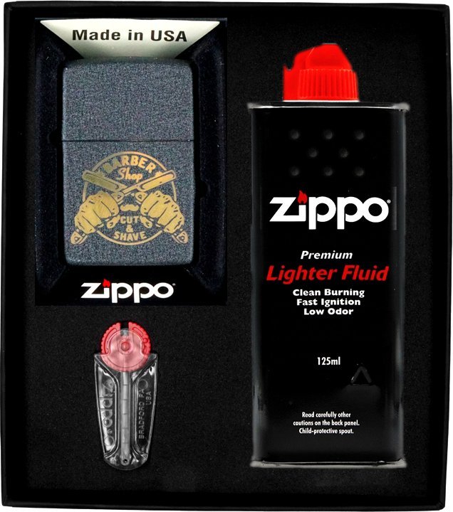 Zestaw ZIPPO Zapalniczka BARBER SHOP DESIGN Prezentowy No1