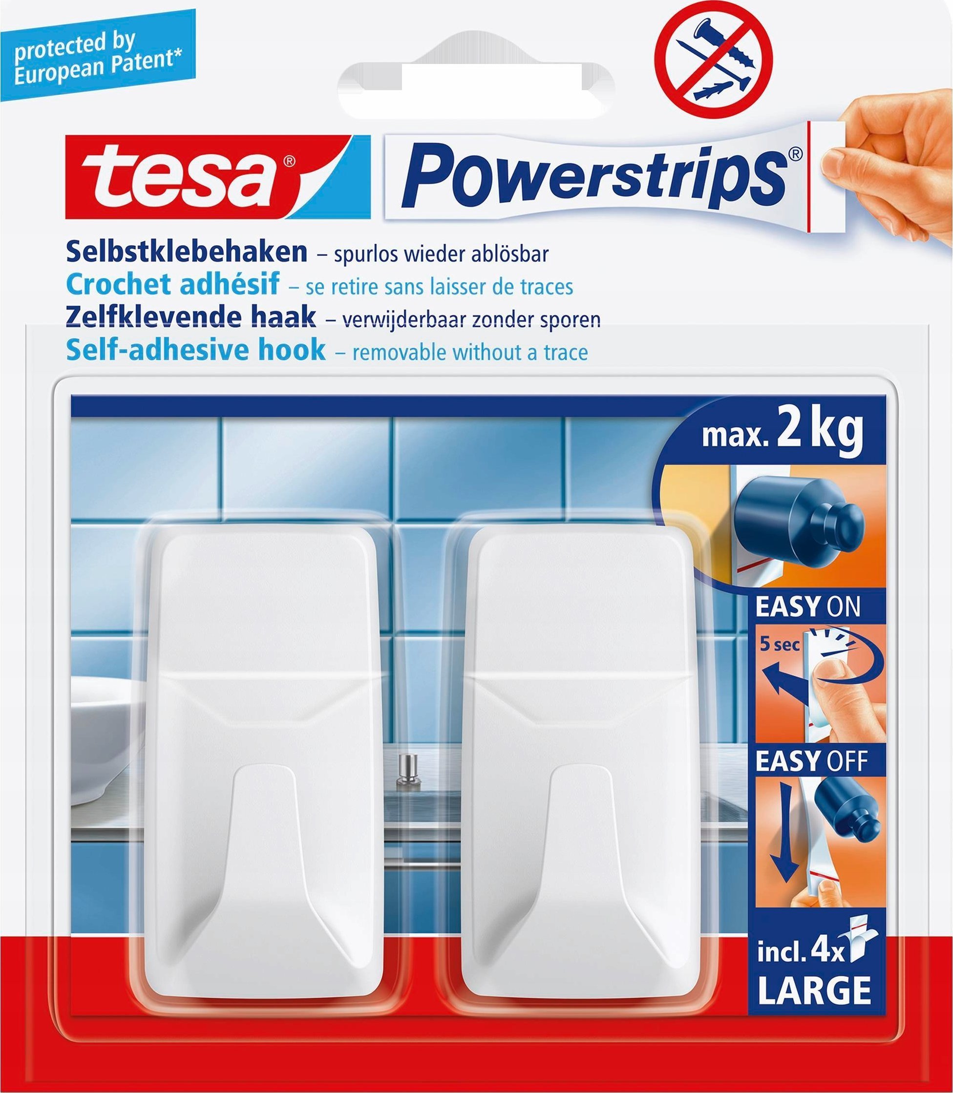 Tesa tesa Powerstrips Haken L rechteckig weiß
