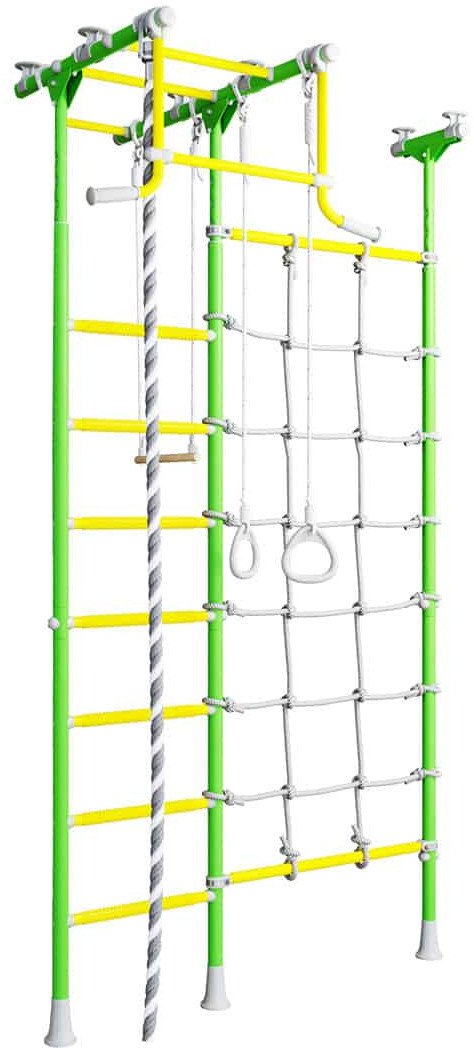 Drabinka gimnastyczna MERKURY żółto-jasnozielona + drążek | do 100 kg