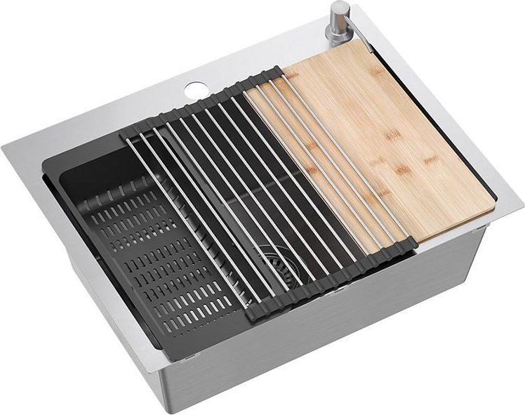 Zlewozmywak Quadron Zlewozmywak stalowy LUKE 110 WORKSTATION Nikiel szczotkowany