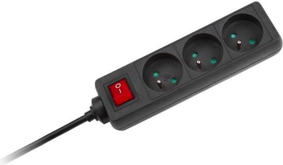 Listwa zasilająca Rebel Electro 3 gniazda 1.5 m czarna (URZ3197-1,5)